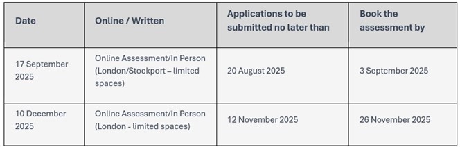 Assessment dates